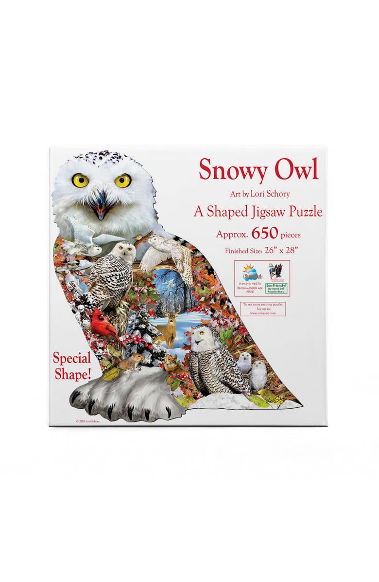 Sunsout Snowy Owl 650 piece Jigsaw Puzzle for Adults Special Shape, Alternate, color, Multicolor