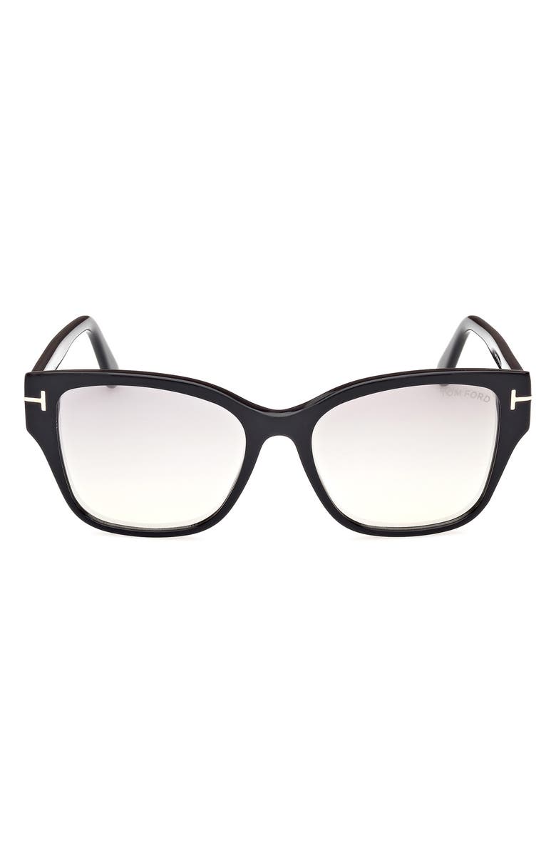 TOM FORD Elsa 55mm Butterfly Sunglasses, Main, color, Black Eco / T Logo