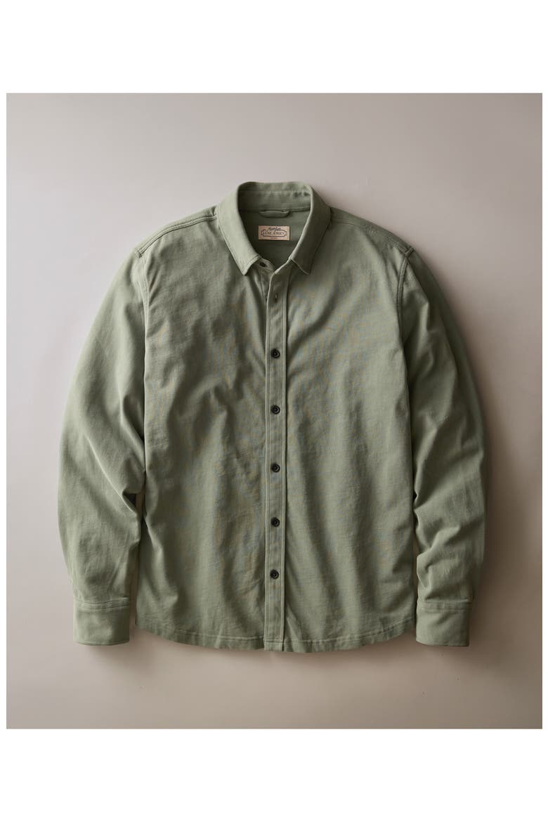 Luxe Jersey Long Sleeve Organic Cotton Button-Up Shirt, Alternate, color, AGAVE GREEN