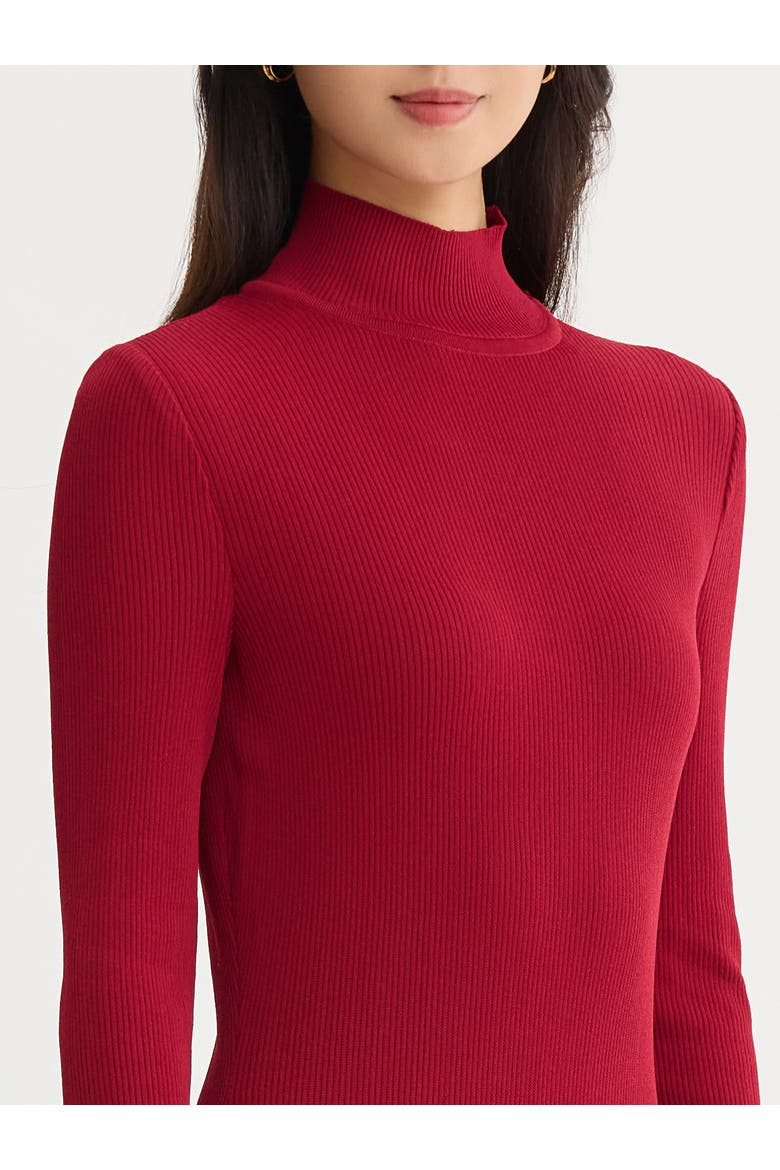 A-Line Sheer Hem Ribbed Knit Maxi Dress, Alternate, color, Scarlet Red