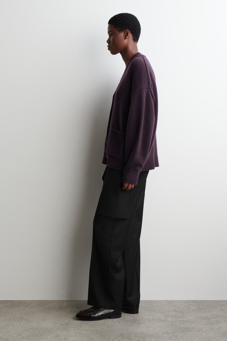 Oversized Merino Wool Cardigan, Alternate, color, DARK PURPLE