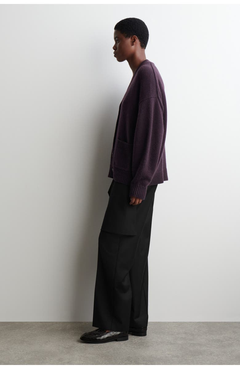 COS Oversized Merino Wool Cardigan, Alternate, color, Dark Purple