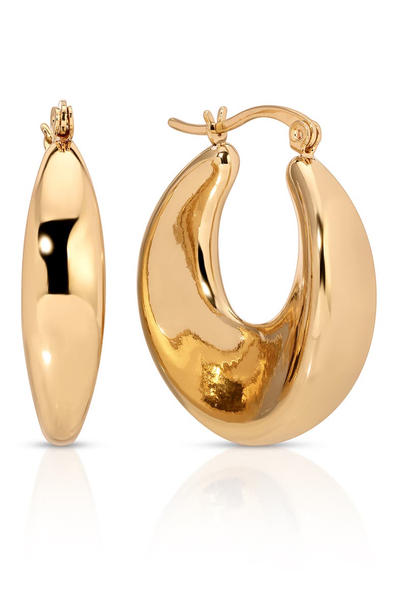 Smooth Crescent Hoop Earrings, Main, color, GOLD