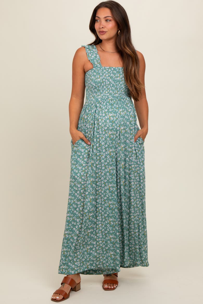 Floral Flowy Jumpsuit, Alternate, color, Teal