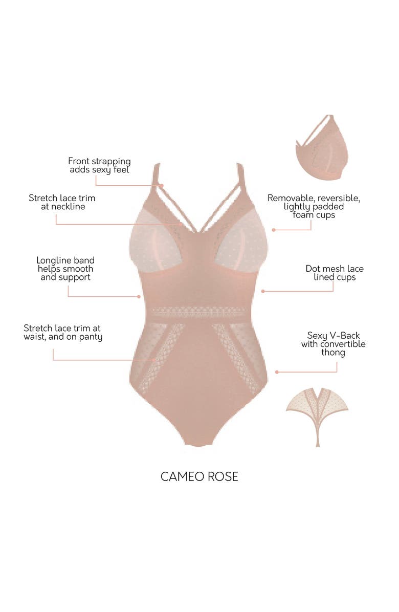 Parfait Mia Dot Wire-Free Bodysuit, Alternate, color, Cameo Rose