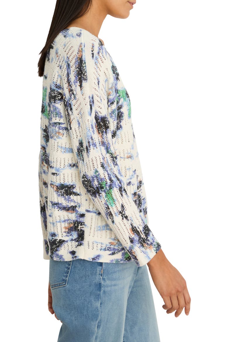 Water Lilies Pointelle Sweater, Alternate, color, BLUE MULTI