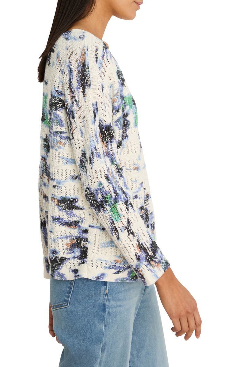 NIC+ZOE Water Lilies Pointelle Sweater, Alternate, color, Blue Multi