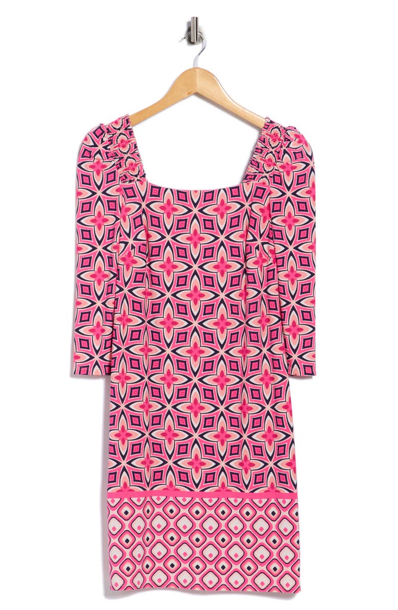 Eliza J Geo Print Long Sleeve Shift Dress, Alternate, color,