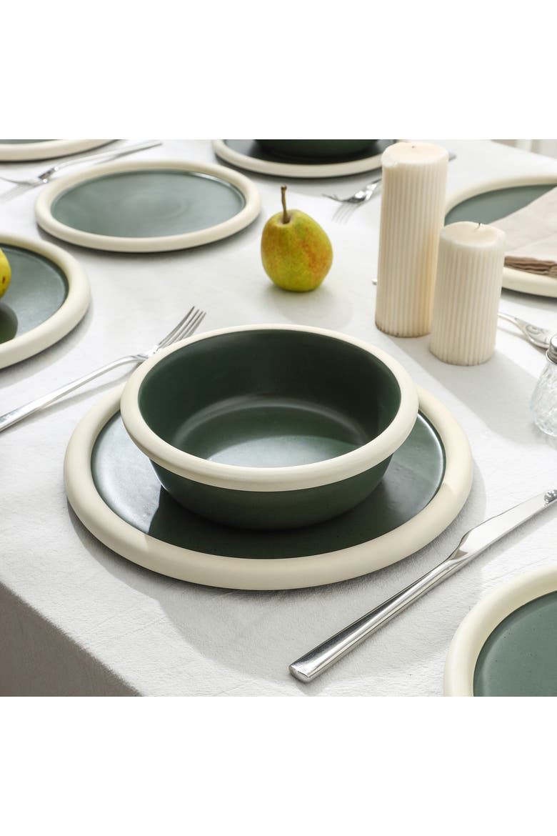 Capri Stoneware 12-Piece Dinnerware Set, Alternate, color, Green