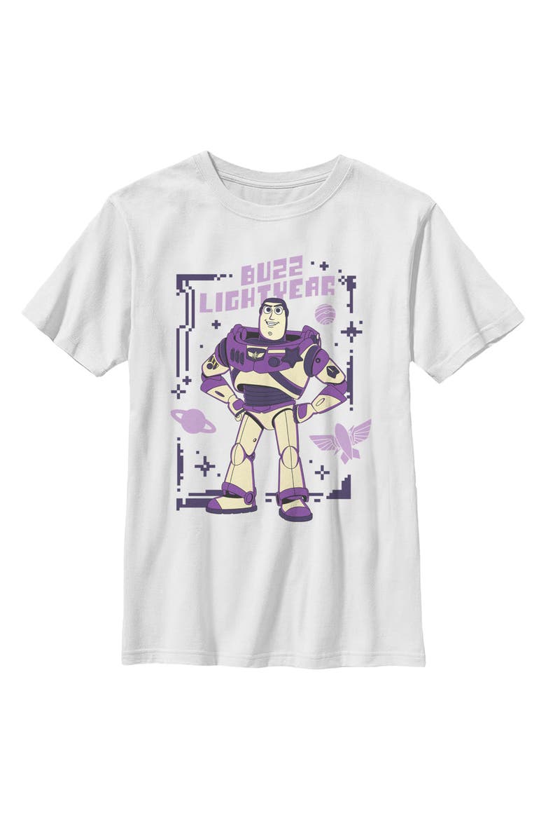 Boys Toy Story 5 Purple Buzz Frame T Shirt, Main, color, White