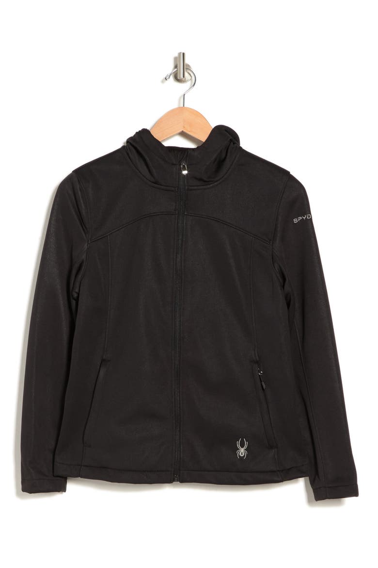 Alyce Waterproof Softshell Hooded Jacket, Alternate, color, BLACK