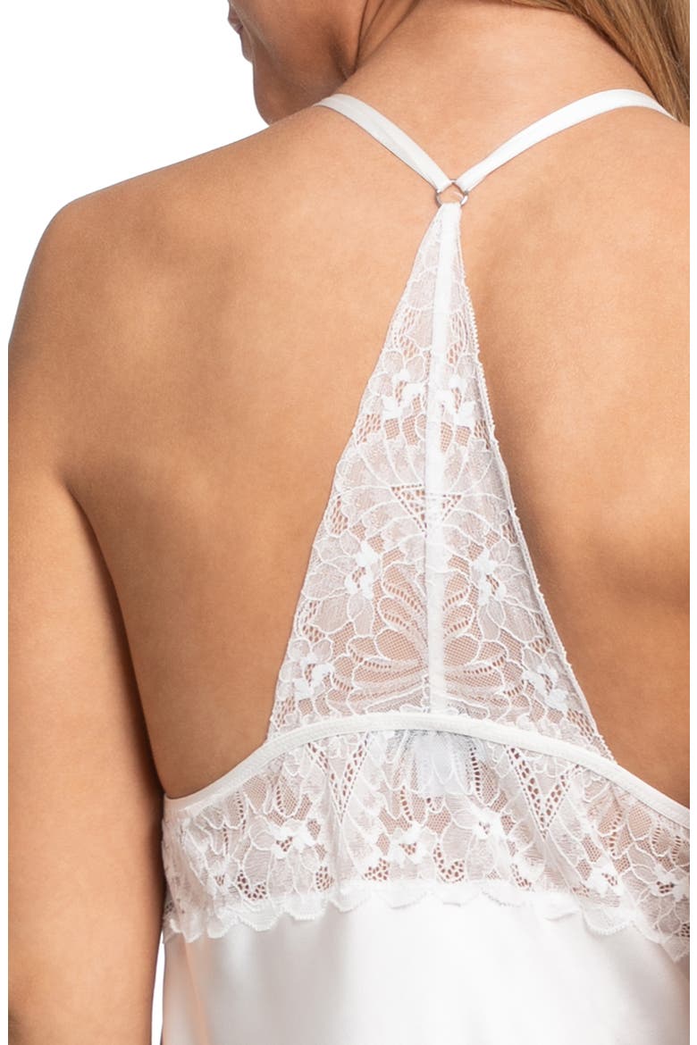 Lanie Lace Trim Satin Chemise, Alternate, color, IVORY