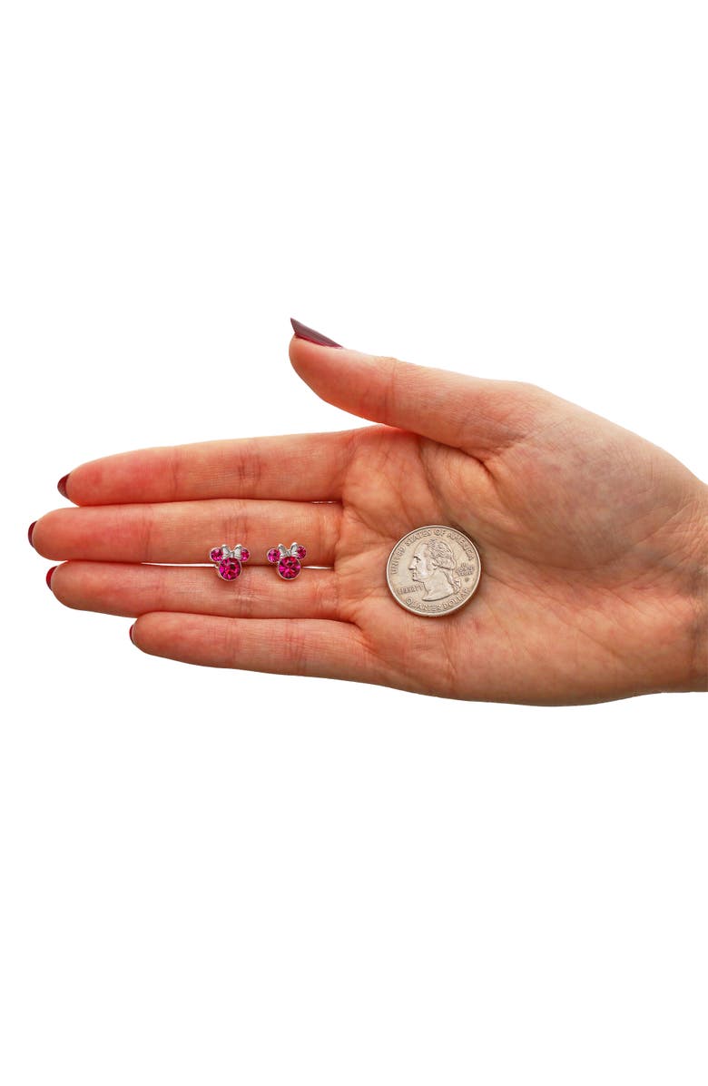 Disney Birthstone Stud Earrings, Alternate, color, October - Fuchsia Crystal
