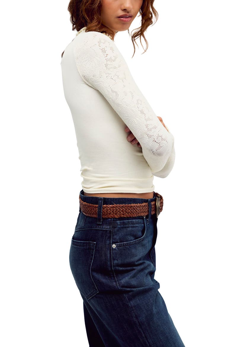 Intimately FP Mixed Feelings Mock Neck Top, Alternate, color, CLEAN IVORY