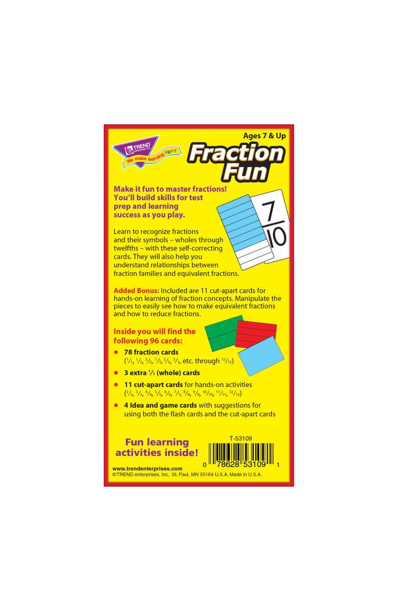 TREND Enterprises Fraction Fun Skill Drill Flash Cards, Alternate, color, Multicolored