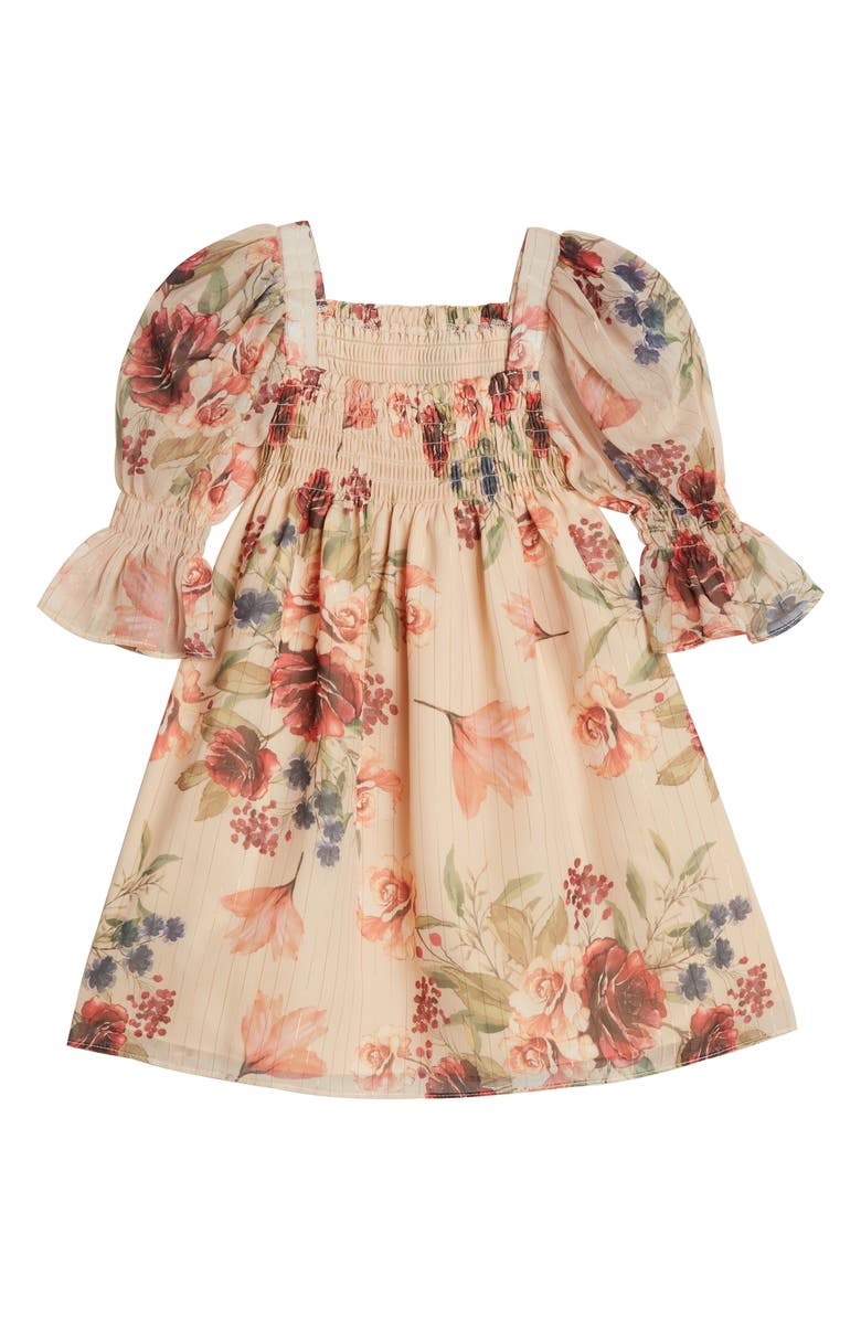 Pastourelle by Pippa & Julie Floral Smocked Bodice Party Dress, Alternate, color, 