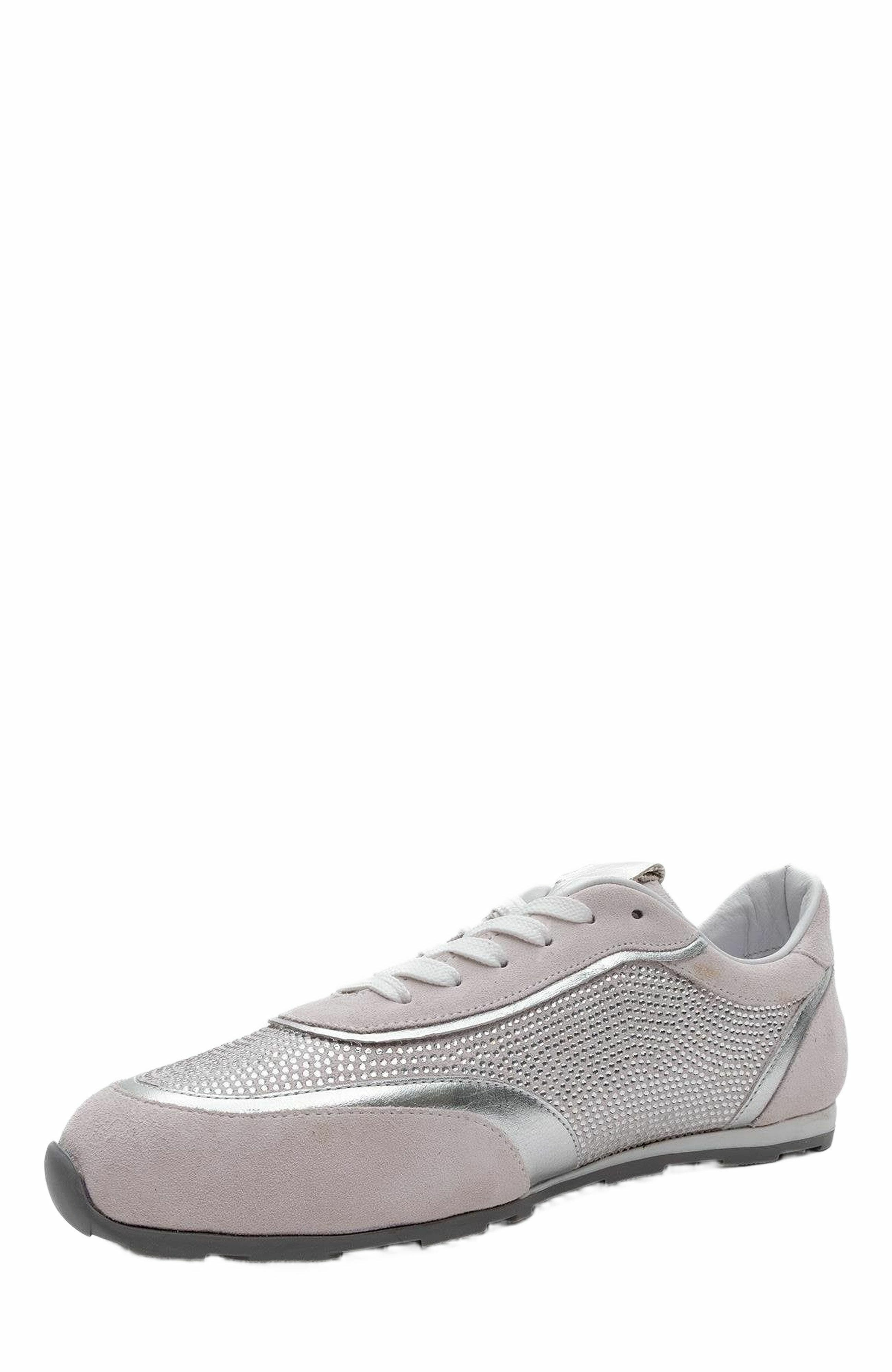 Bonia Rhinestone Suede Leather Sneakers, Alternate, color, Pink Suede Leather