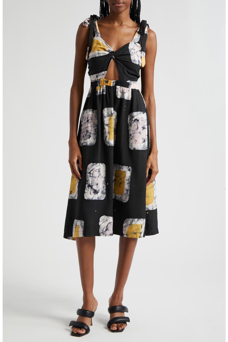 Debo Midi Sundress, Main, color, BLACK MULTICOLORED