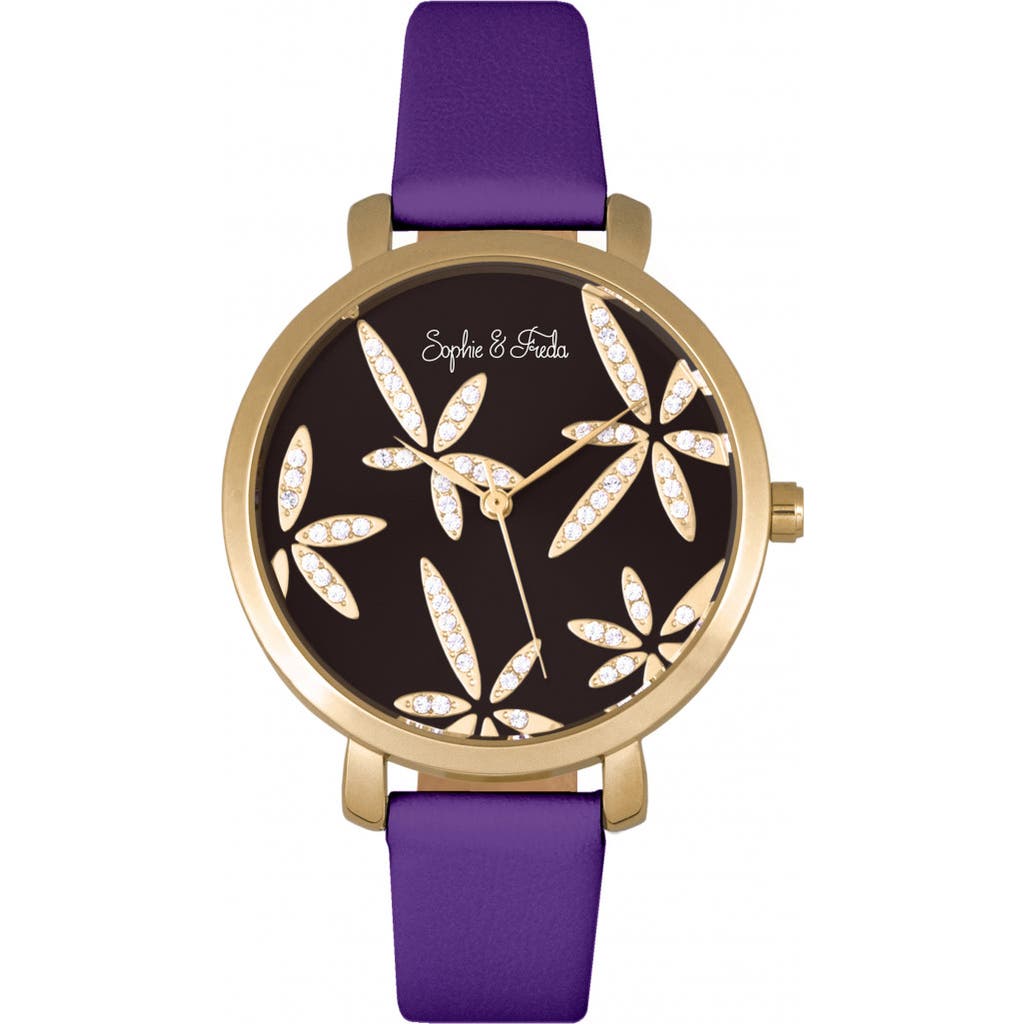 Sophie And Freda Sophie & Freda Key West Leather-band Watch W/swarovski Crystals In Multi