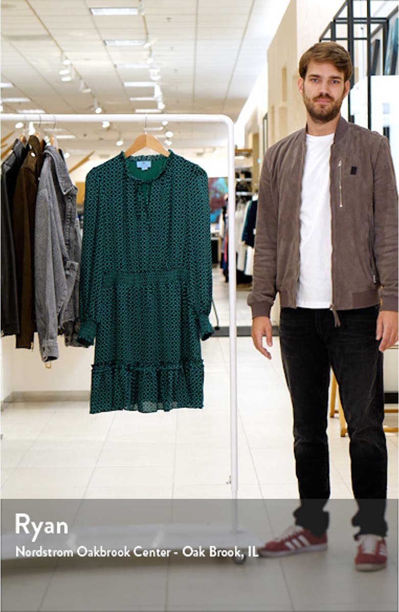 Ruffle Tie Neck Long Sleeve Dress, sales video thumbnail