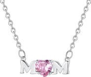 DLORIA Mom Necklace with Pink Cubic Zirconia
