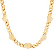 HMY JEWELRY 18K Gold Plated Stainless Steel Heart Chain Necklace