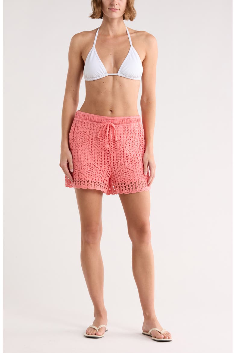 Waverly Cotton Cover-Up Shorts, Main, color, CORAL REEF