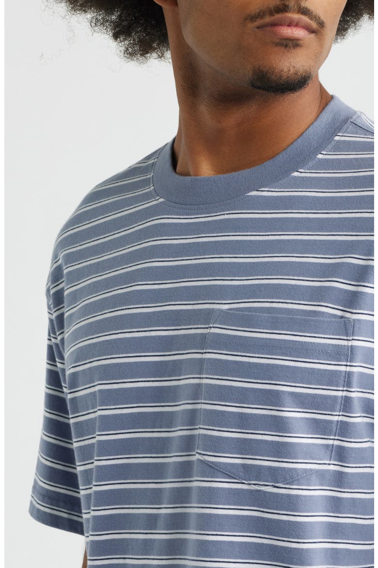 Boxy Stripe Cotton Pocket T-Shirt, Alternate, color, GREY- NAVY IRIS STRIPE