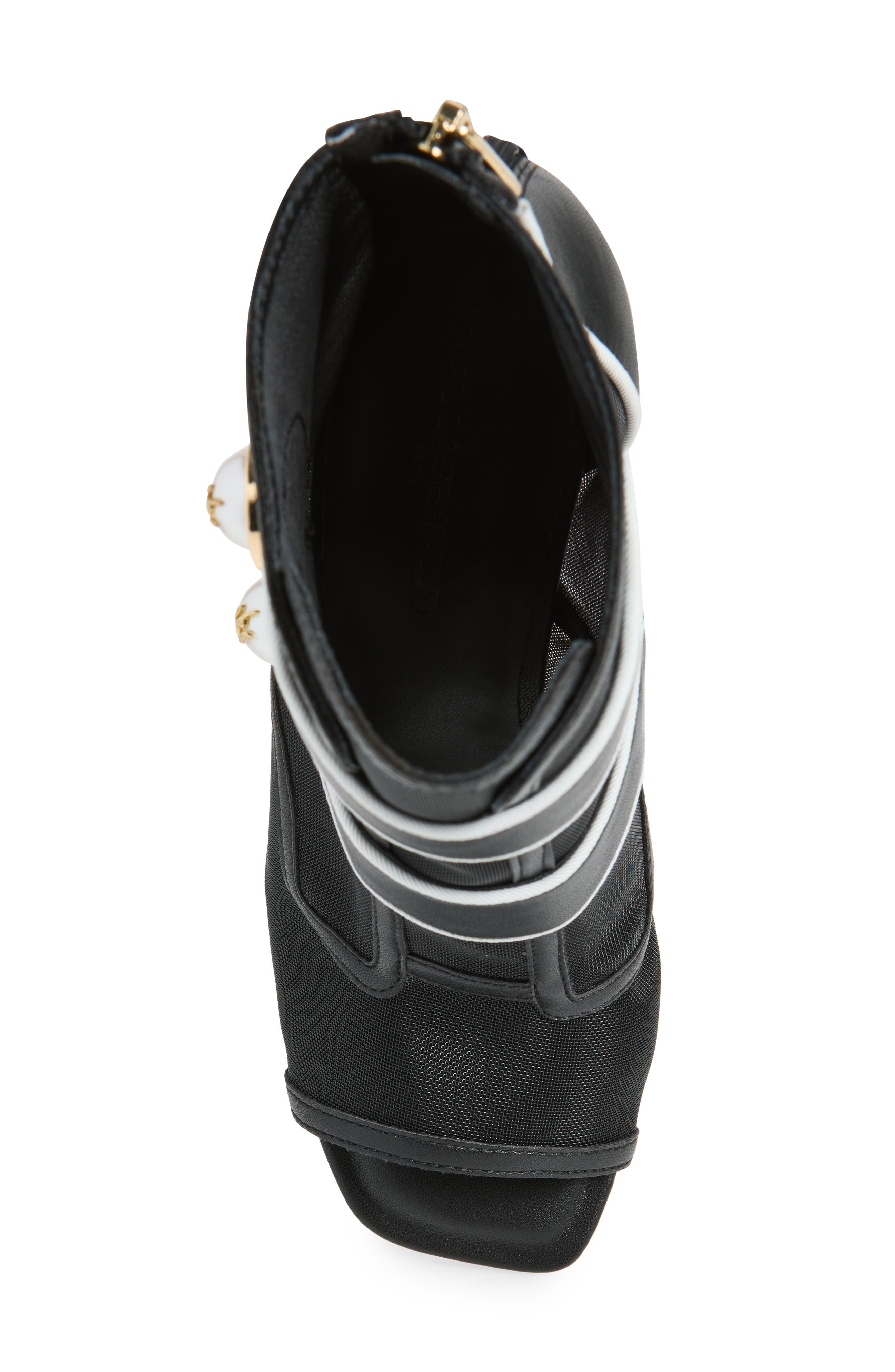 Delainey Peep Toe Bootie, Alternate, color, BLACK/ BRIGHT WHITE