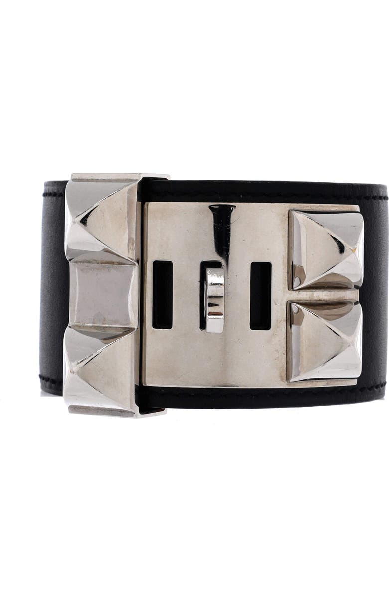Pre-Owned Hermes Collier de Chien Bracelet Leather, Main, color, Black