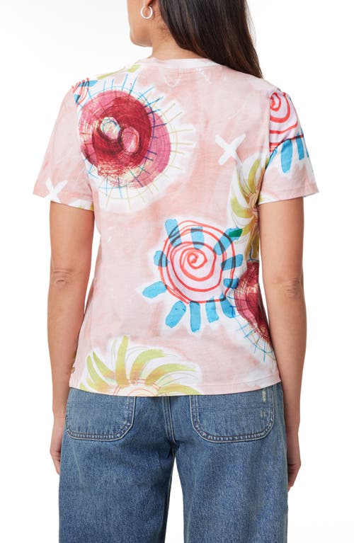 Scotch & Soda Sketch Cotton Graphic T-shirt In Abstract Sun Pink