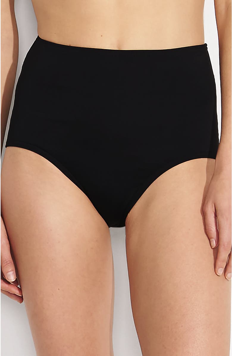 Lands' End Sculpting Suit Chlorine Resistant Targeted Control Retro High Waisted Bikini Swim Bottoms, Main, color, Black