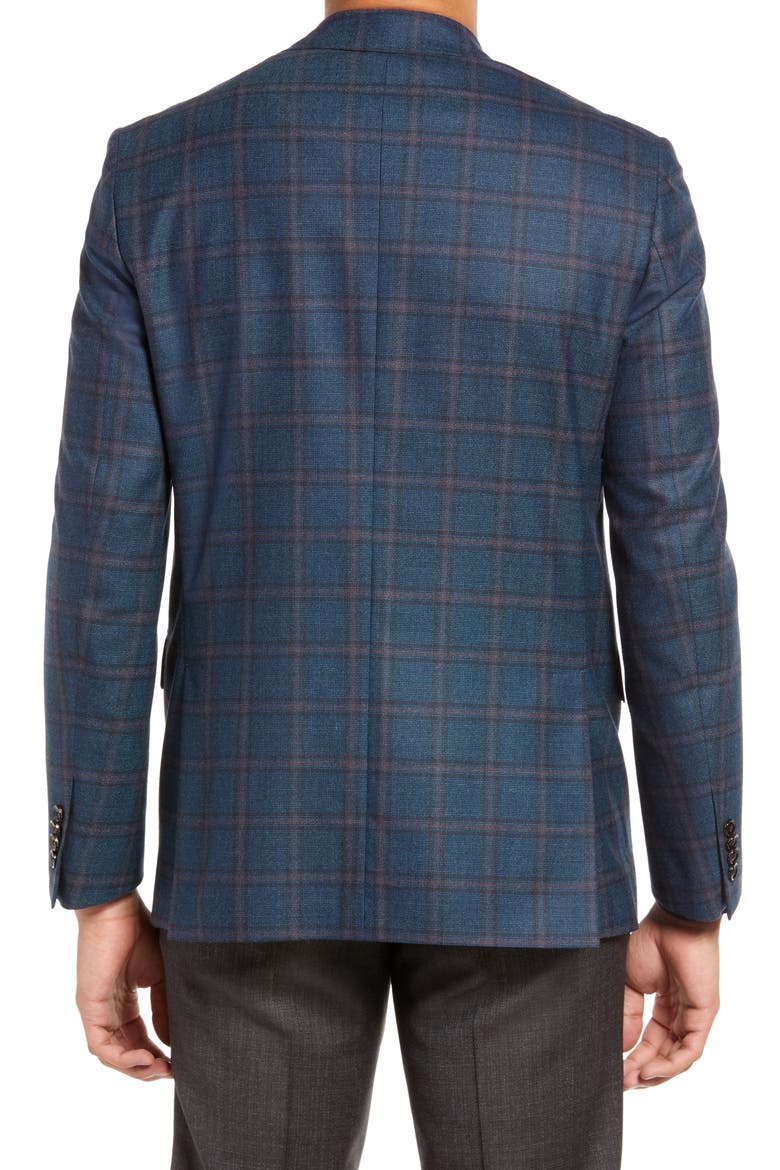 Karl Slim Fit Windowpane Wool Sport Coat, Alternate, color, TEAL