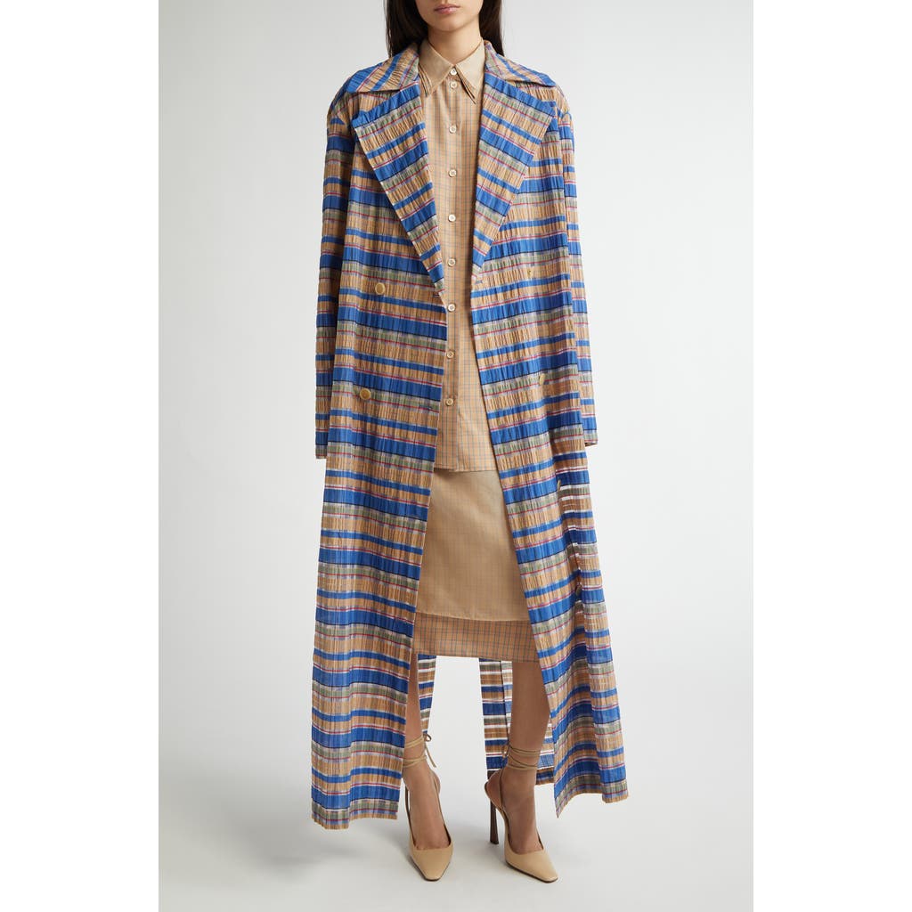 EENK EENK CHECK TIED LONG COAT