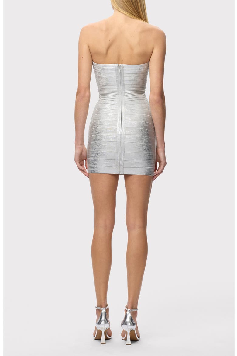 The Metallic Isla Strapless Bandage Dress, Alternate, color, SILVER FOIL