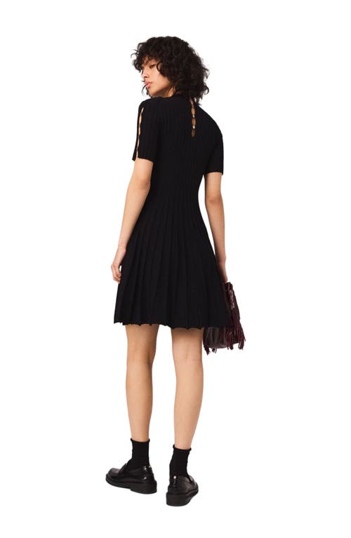Maje Ribbed Cut-out Mini Dress In Black