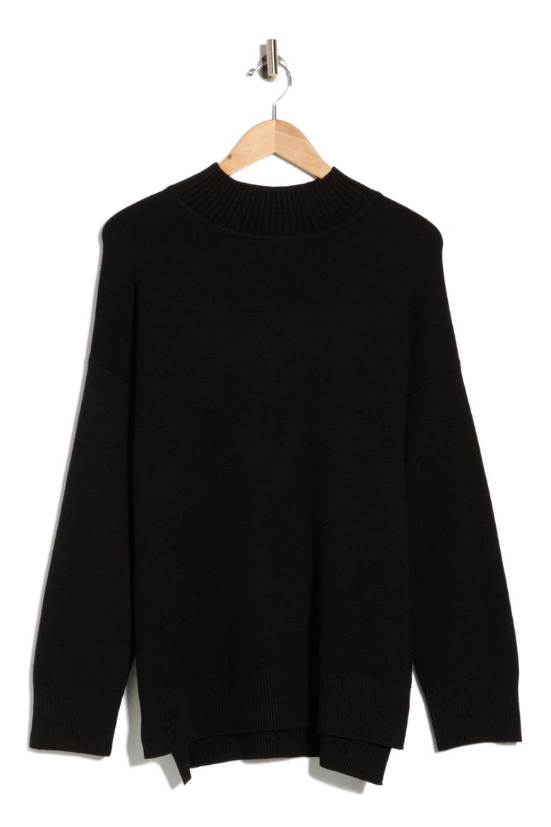 Mock Neck Sweater, Alternate, color, BLACK