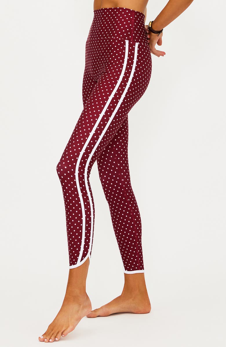 Beach Riot Rella Side Stripe Ankle Leggings, Alternate, color, Crimson Dot