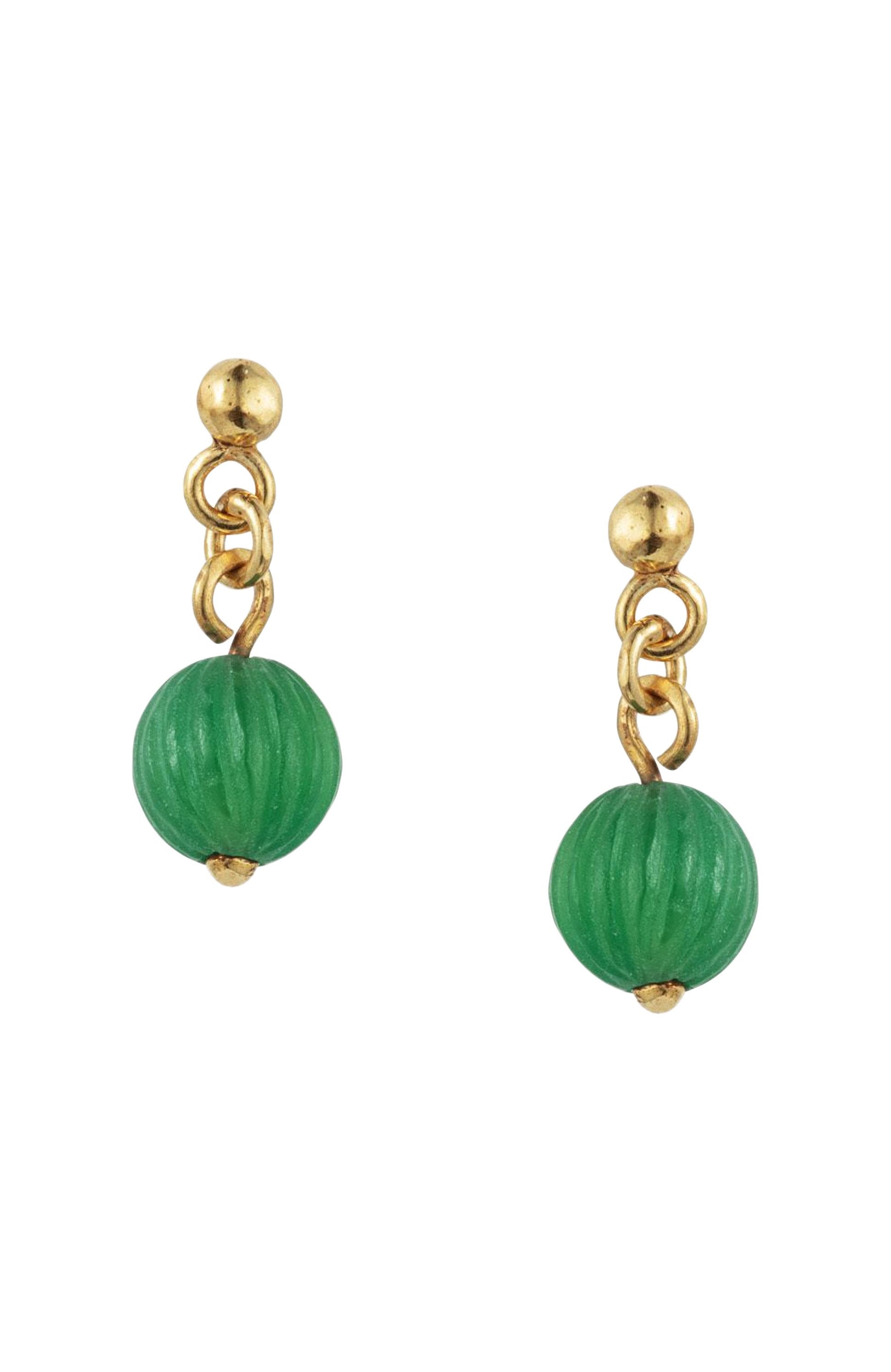 Turquoise Mountain Nariman Drop Earrings - Green Onyx in Gold 