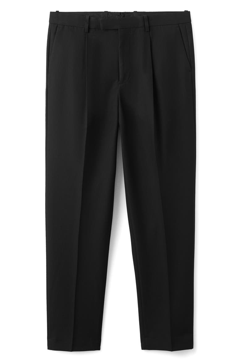 Regular Fit Pleated Pants, Alternate, color, BLACK