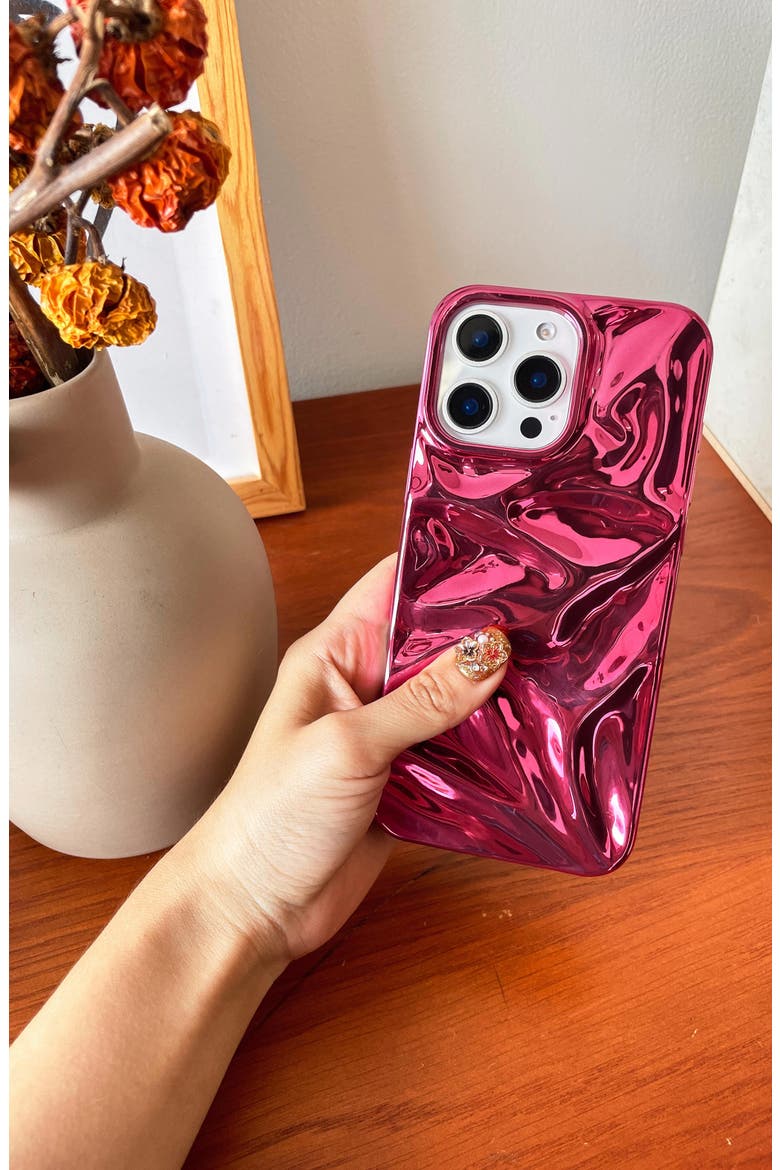 Fuchsia Crinkle iPhone 16 Pro Max Case, Alternate, color, FUCHSIA
