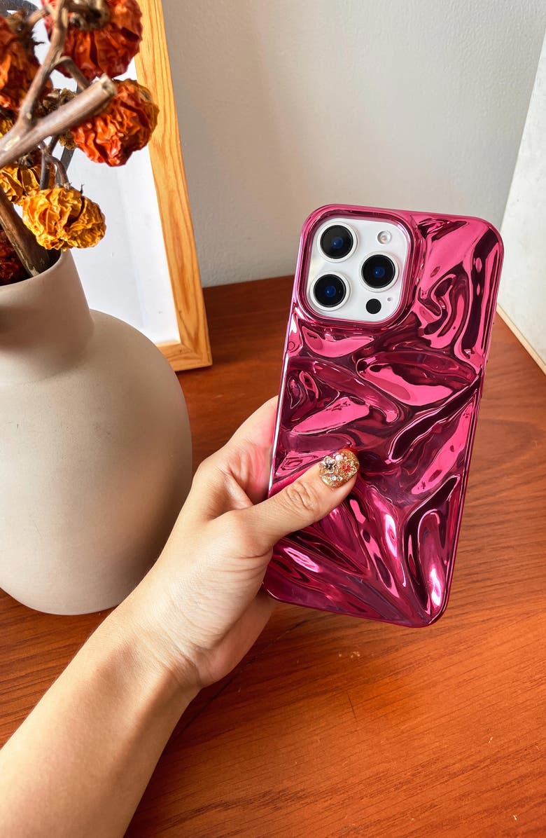 Auramma Fuchsia Crinkle iPhone 15 Pro Case, Alternate, color, Fuchsia