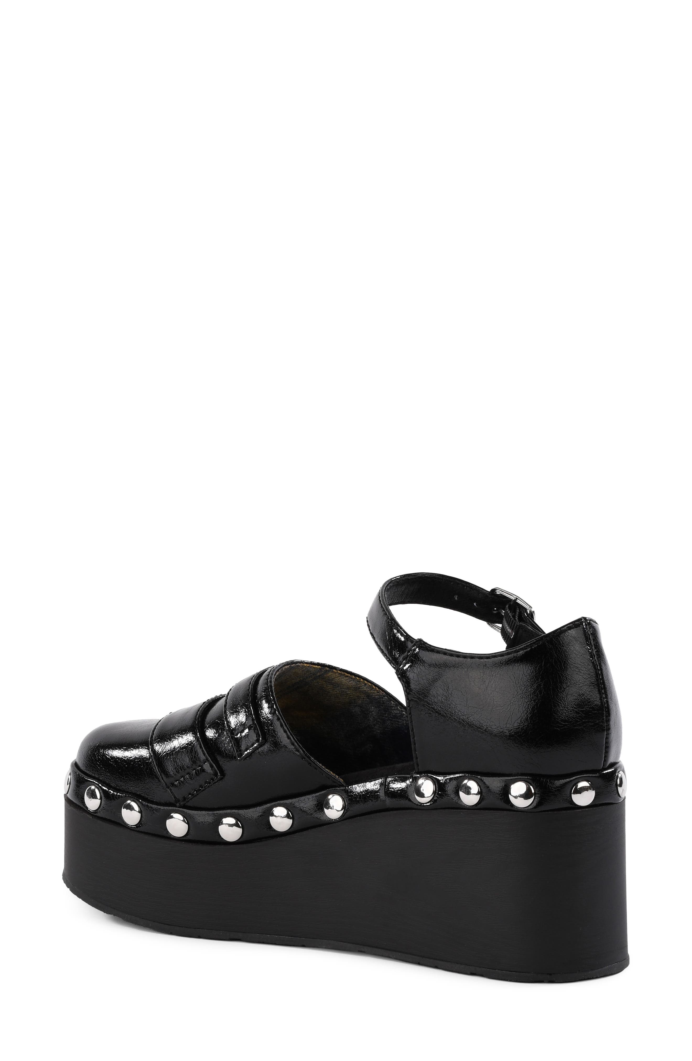 Story of My Life Faux Leather Flatform Sandal, Alternate, color, BLACK
