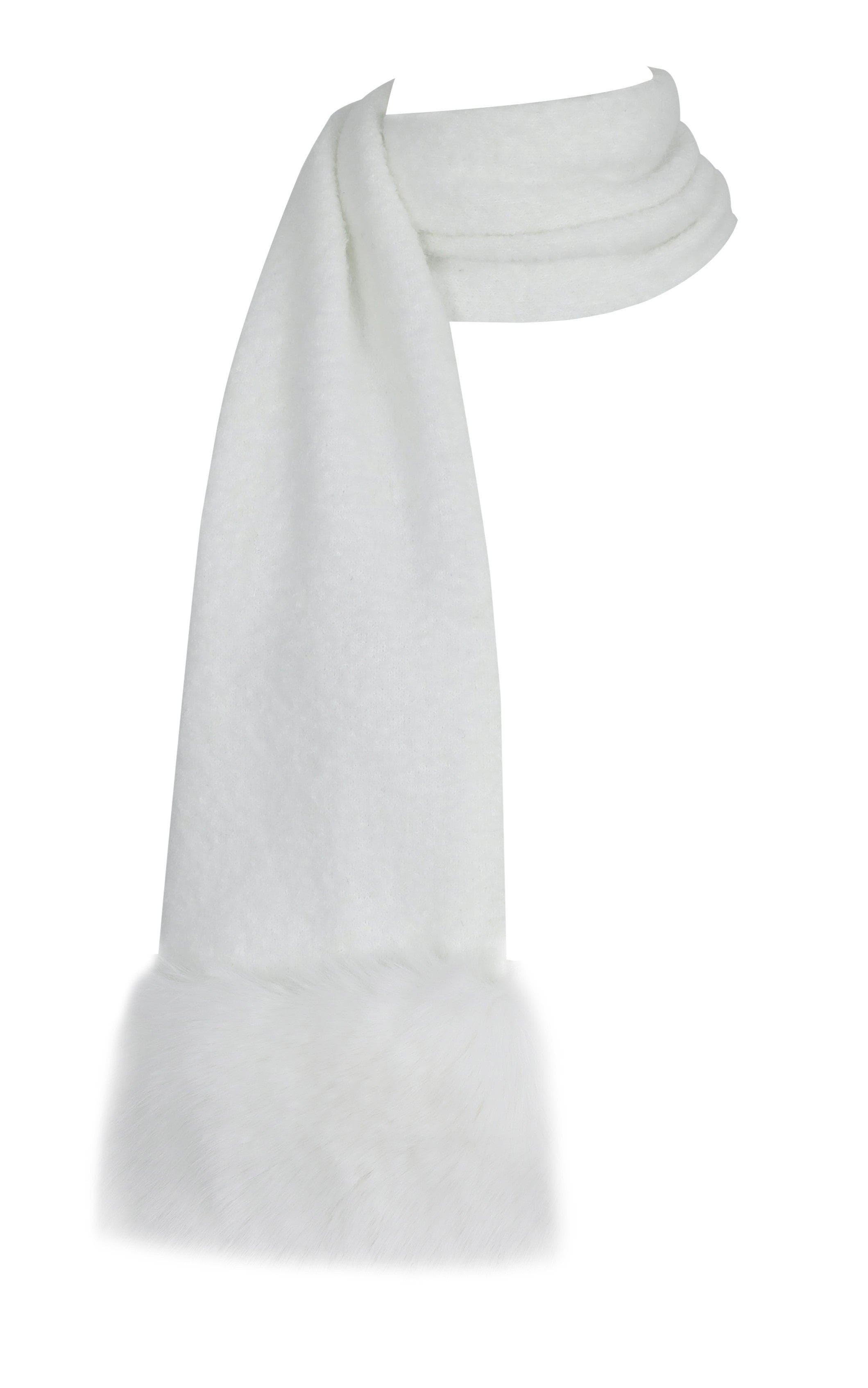 Miss Circle Selma Wool-blend Ribbed Knit Scarf In White