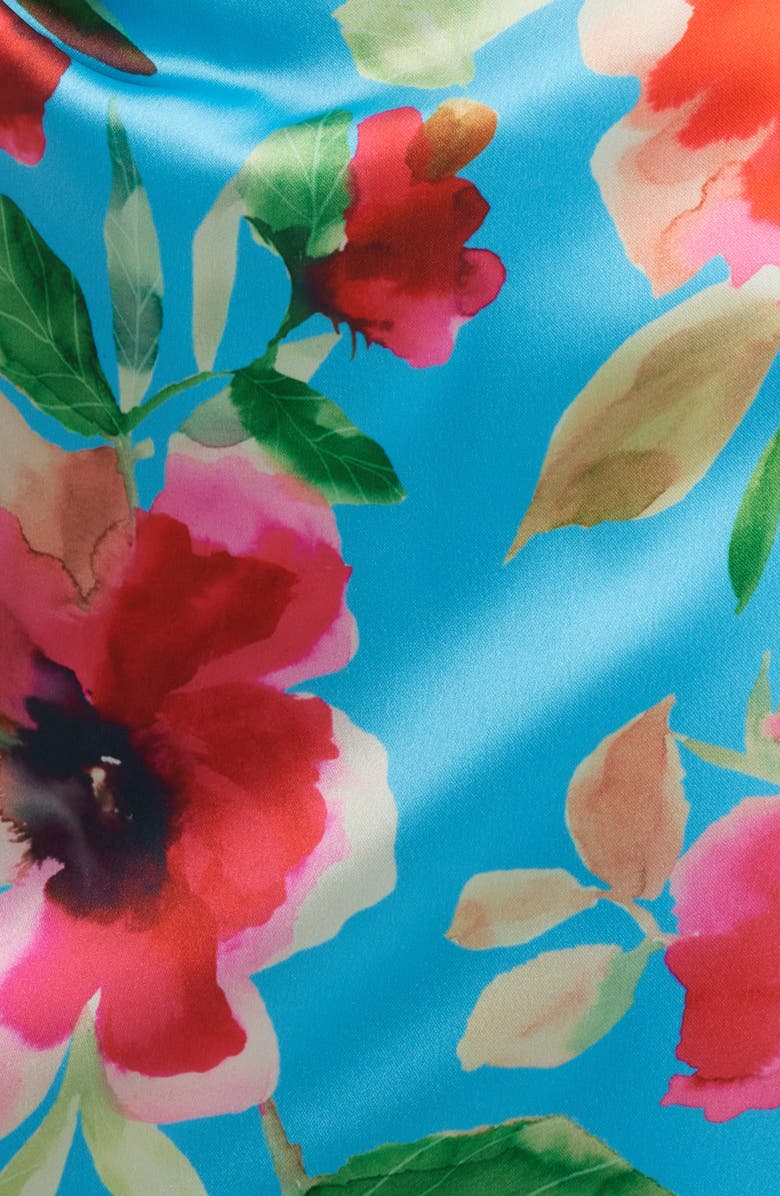 Eliza J Floral Print Twist Neck Gown, Alternate, color, 