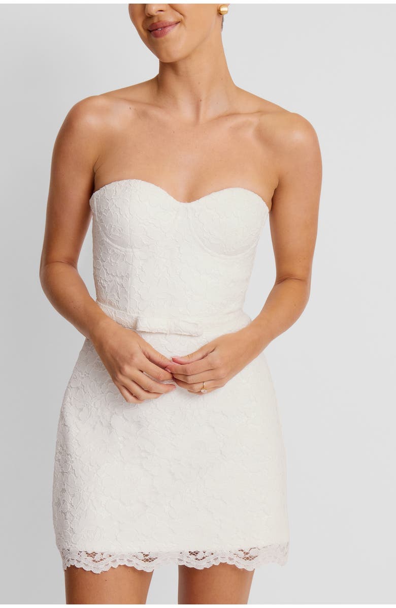 Six Stories Lace Bandeau Corset Mini Dress, Alternate, color, White