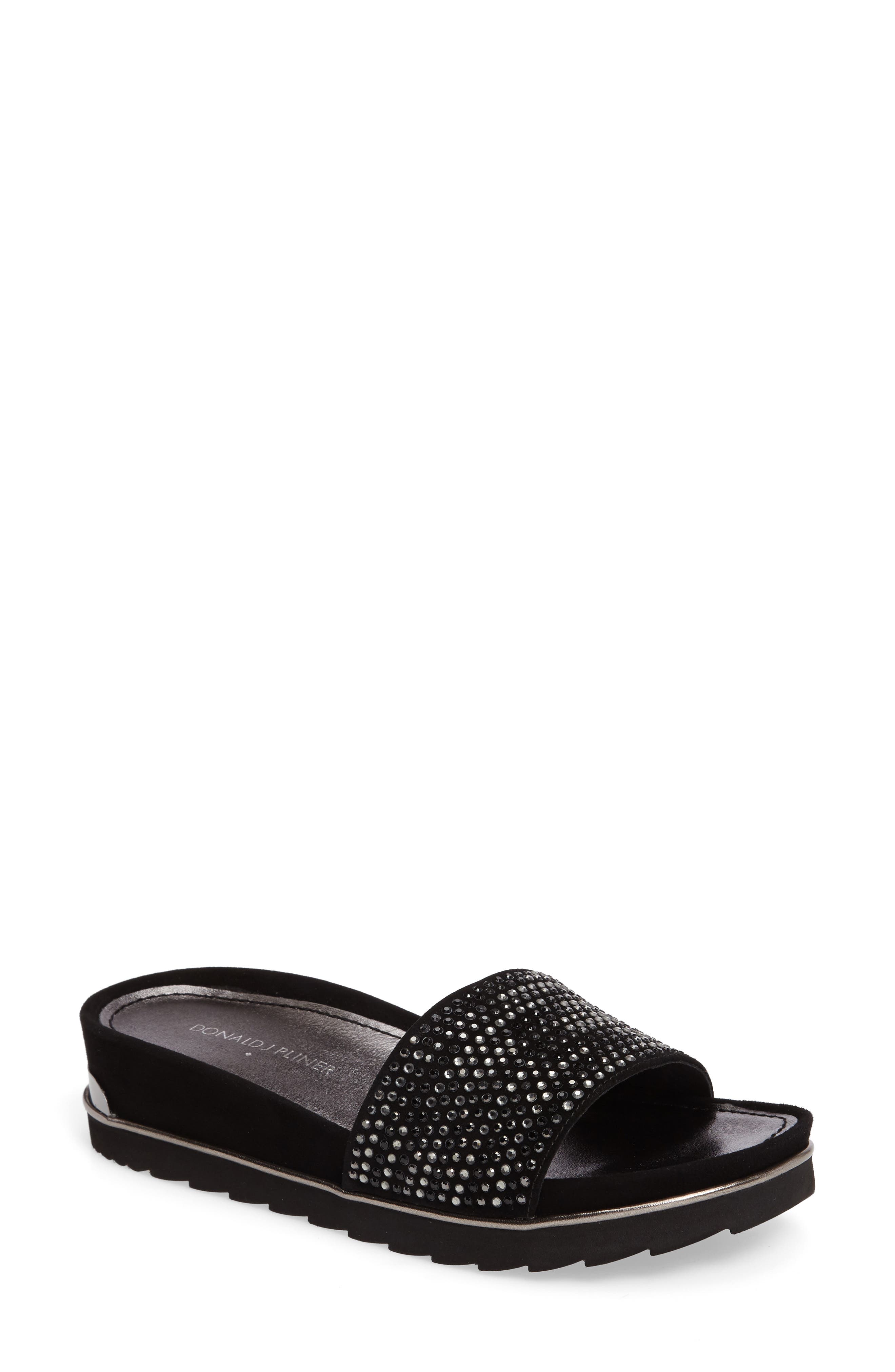 Cava Slide Sandal, Main, color, BLACK SUEDE