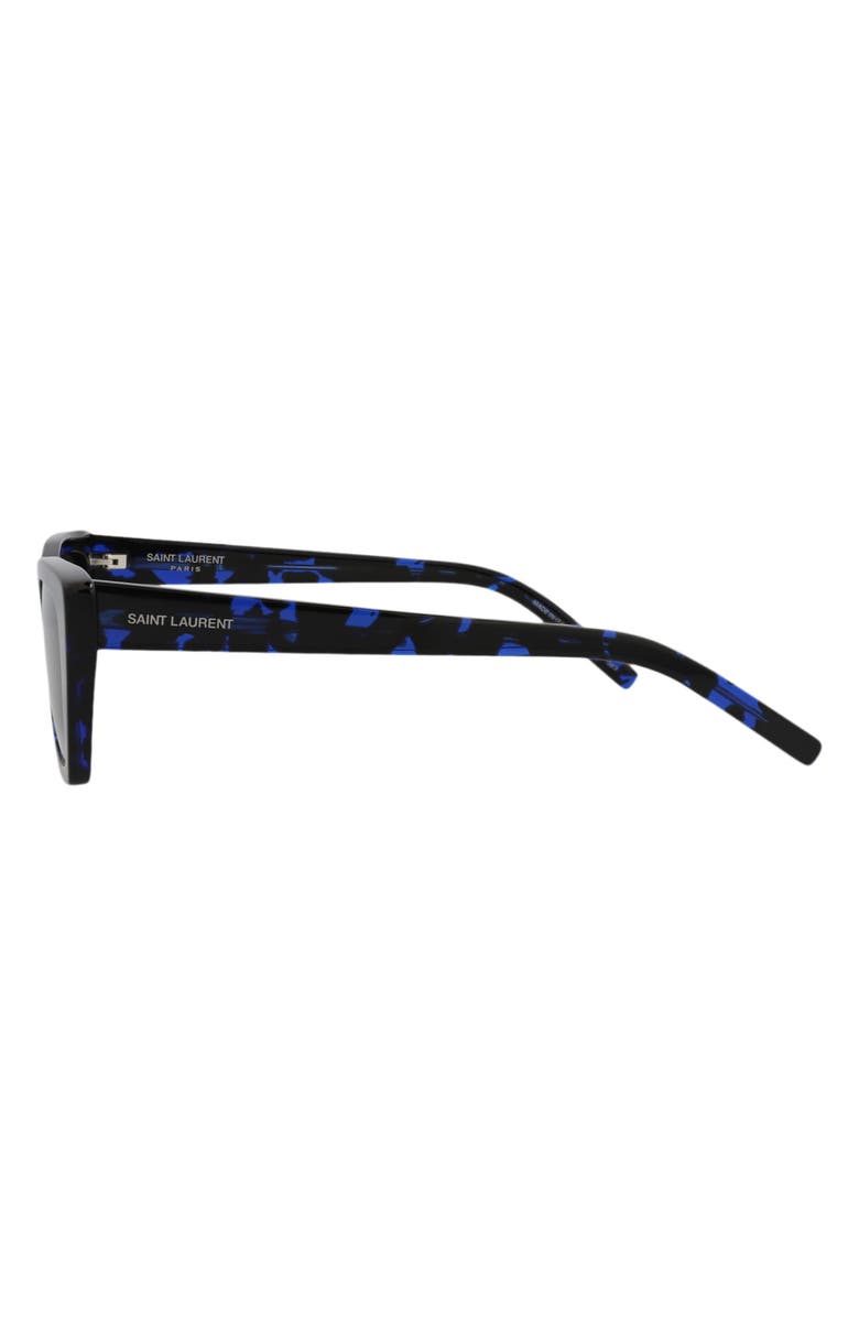 Saint Laurent 53mm Cat Eye Sunglasses, Alternate, color, Havana Black/ Blue