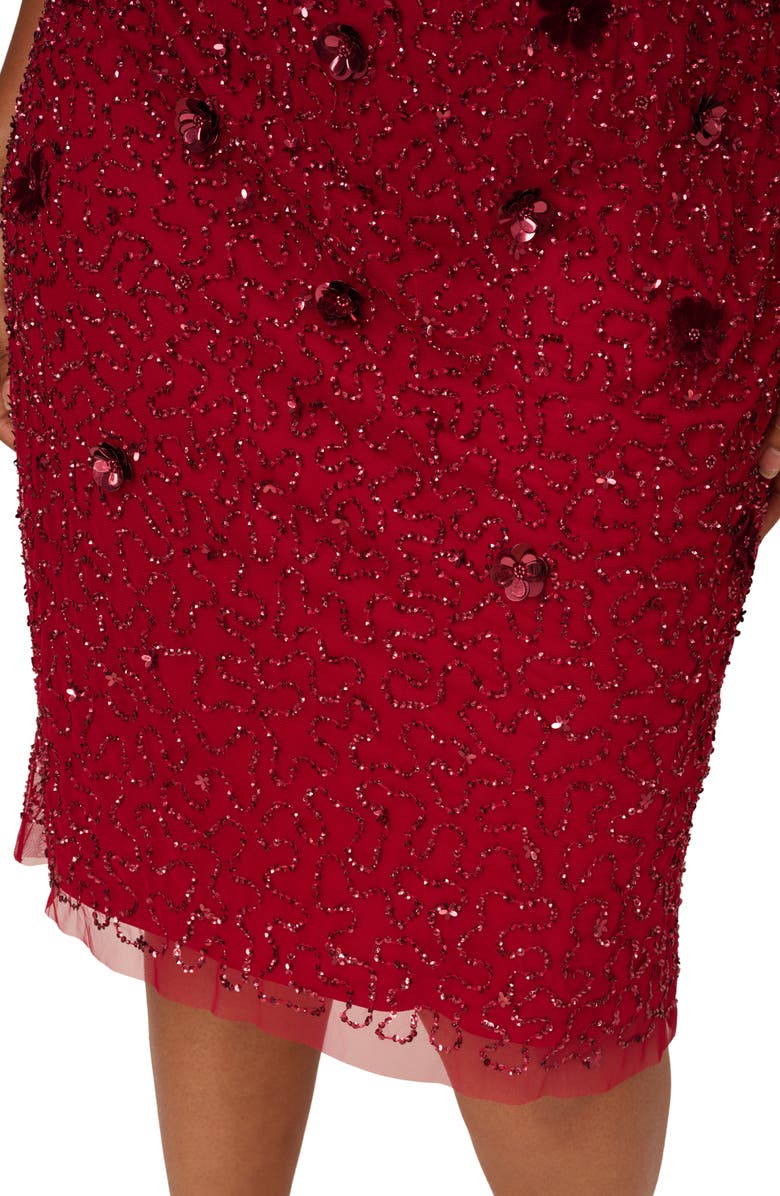 Adrianna Papell 3D Floral Sequin Beaded Cocktail Dress, Alternate, color, 