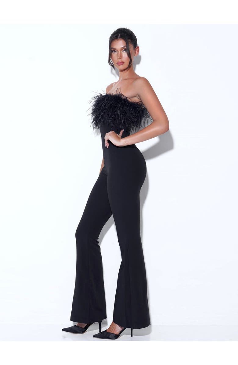 Miss Circle Kylan Feather Jumpsuits, Alternate, color, Black